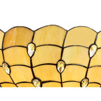 NLK00589 Chrisy 3 Light Down Lighter Pendant With 50cm Tiffany Shade Beige/Clear Crystal/Aged Antique Brass