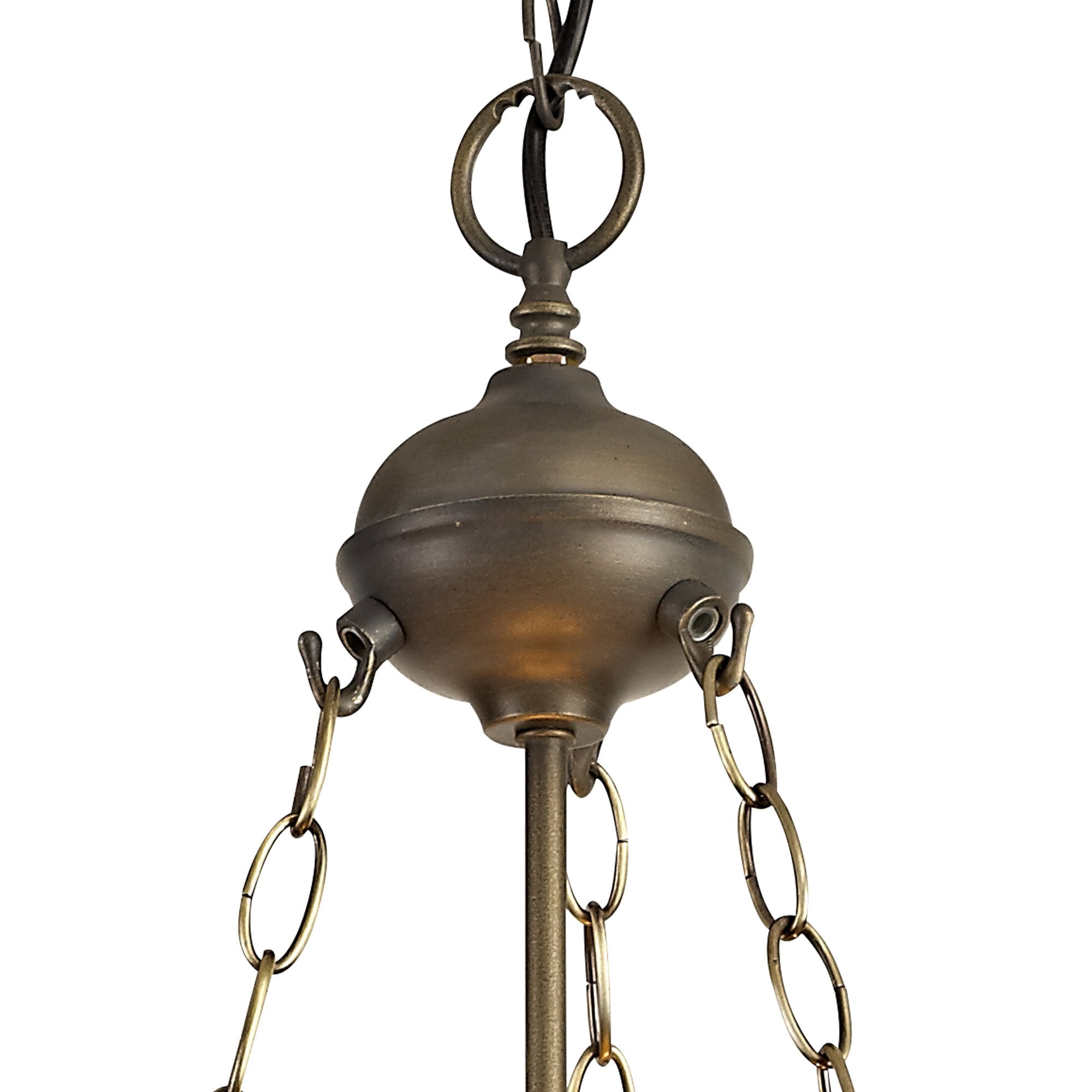 NLK00599 Chrisy 3 Light Up Lighter Pendant With 50cm Tiffany Shade Beige/Clear Crystal/Aged Antique Brass