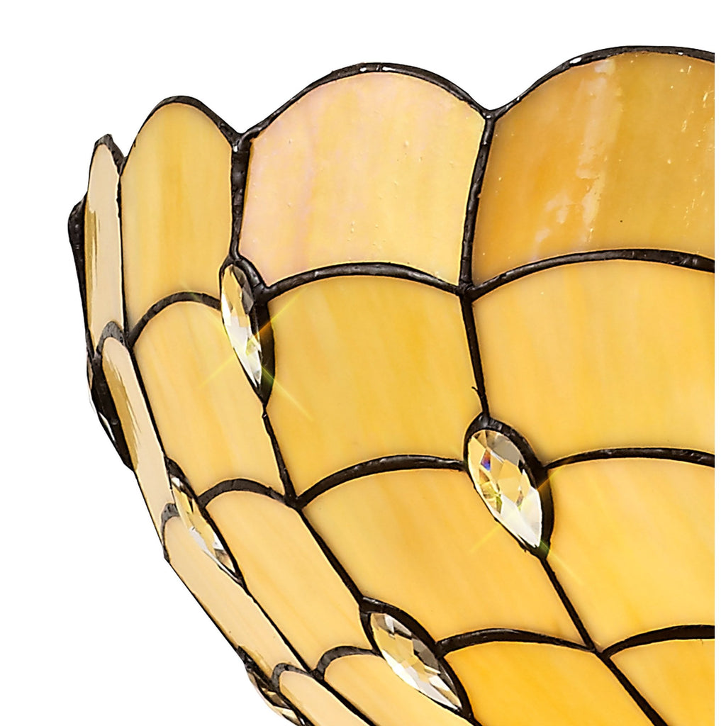 NLK00599 Chrisy 3 Light Up Lighter Pendant With 50cm Tiffany Shade Beige/Clear Crystal/Aged Antique Brass