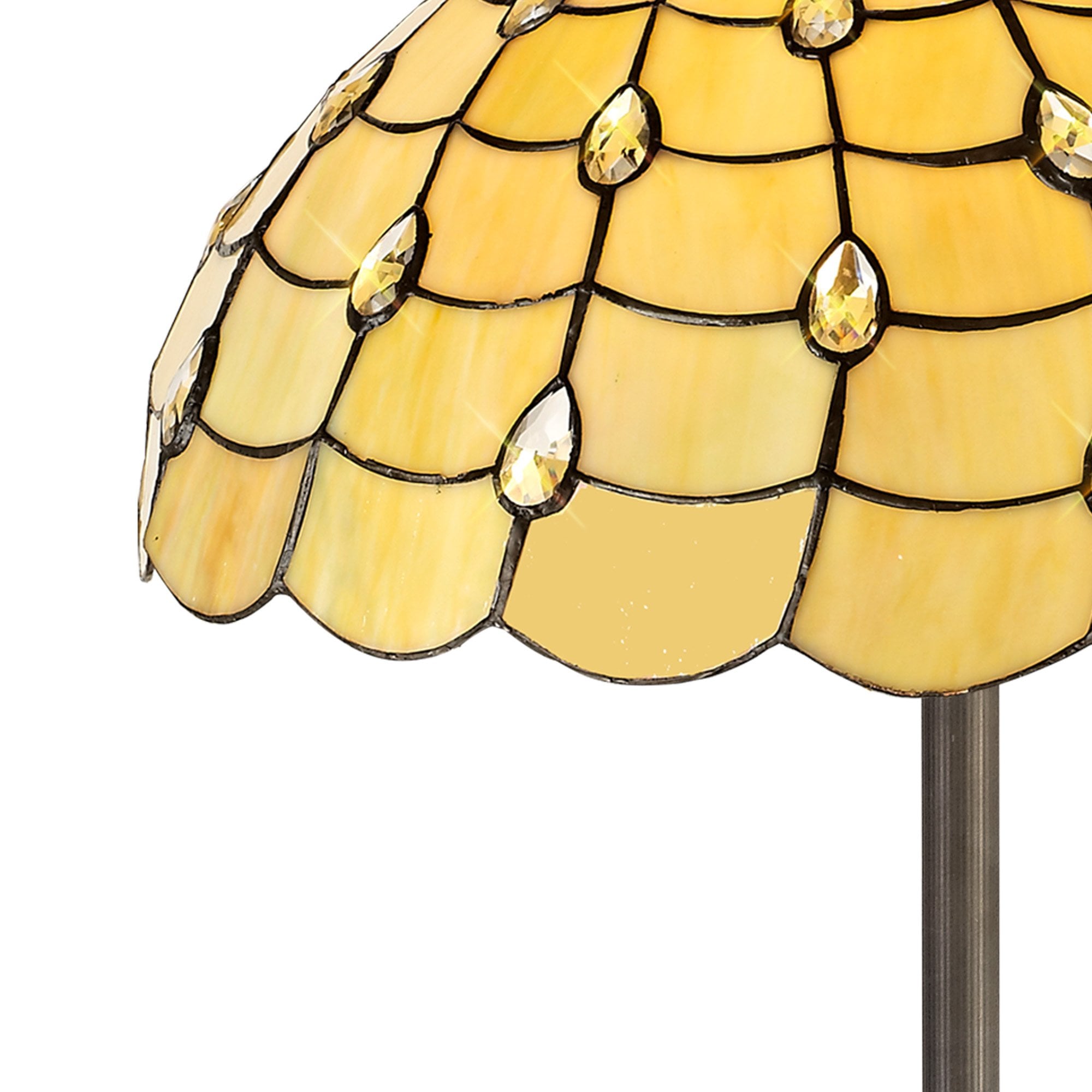 NLK00609 Chrisy 2 Light Octagonal Floor Lamp With 50cm Tiffany Shade Beige/Clear Crystal/Aged Antique Brass