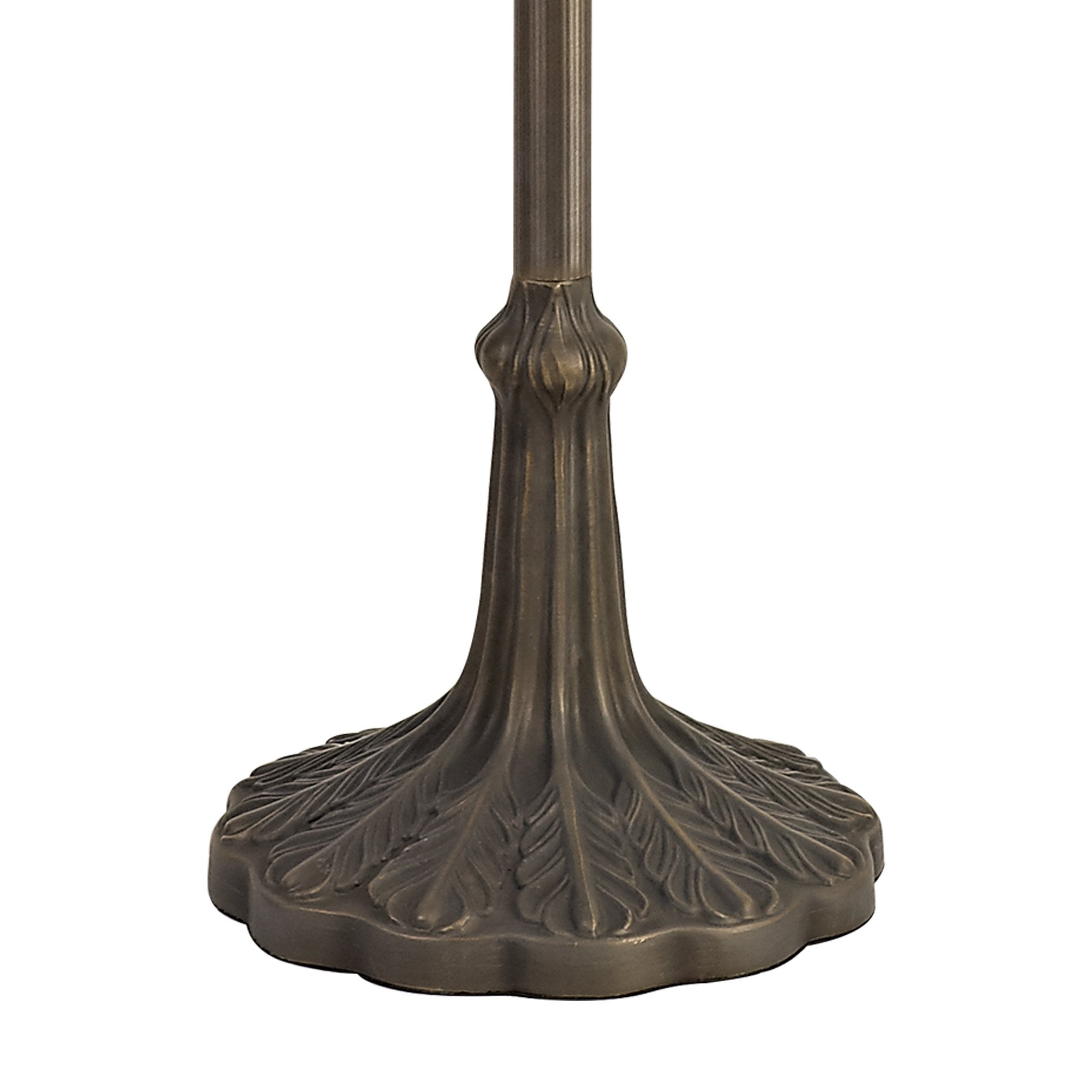 NLK00619 Chrisy 2 Light Leaf Design Floor Lamp With 50cm Tiffany Shade Beige/Clear Crystal/Aged Antique Brass