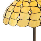 NLK00619 Chrisy 2 Light Leaf Design Floor Lamp With 50cm Tiffany Shade Beige/Clear Crystal/Aged Antique Brass