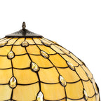 NLK00619 Chrisy 2 Light Leaf Design Floor Lamp With 50cm Tiffany Shade Beige/Clear Crystal/Aged Antique Brass