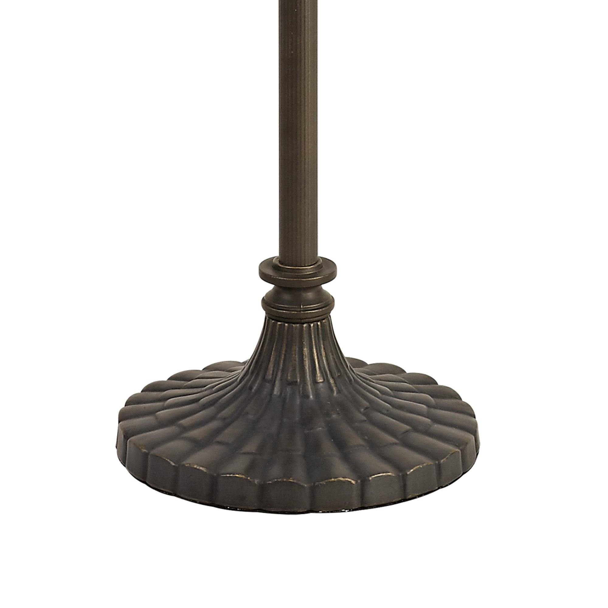 NLK00629 Chrisy 2 Light Stepped Design Floor Lamp With 50cm Tiffany Shade Beige/Clear Crystal/Aged Antique Brass
