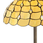 NLK00629 Chrisy 2 Light Stepped Design Floor Lamp With 50cm Tiffany Shade Beige/Clear Crystal/Aged Antique Brass