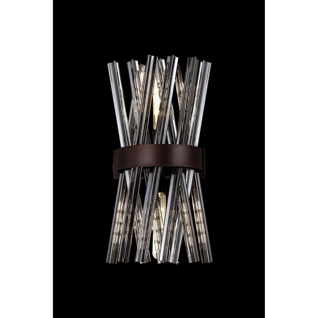 NL83639 Clover 2 Light Wall Light Brown Oxide / Smoke Glass