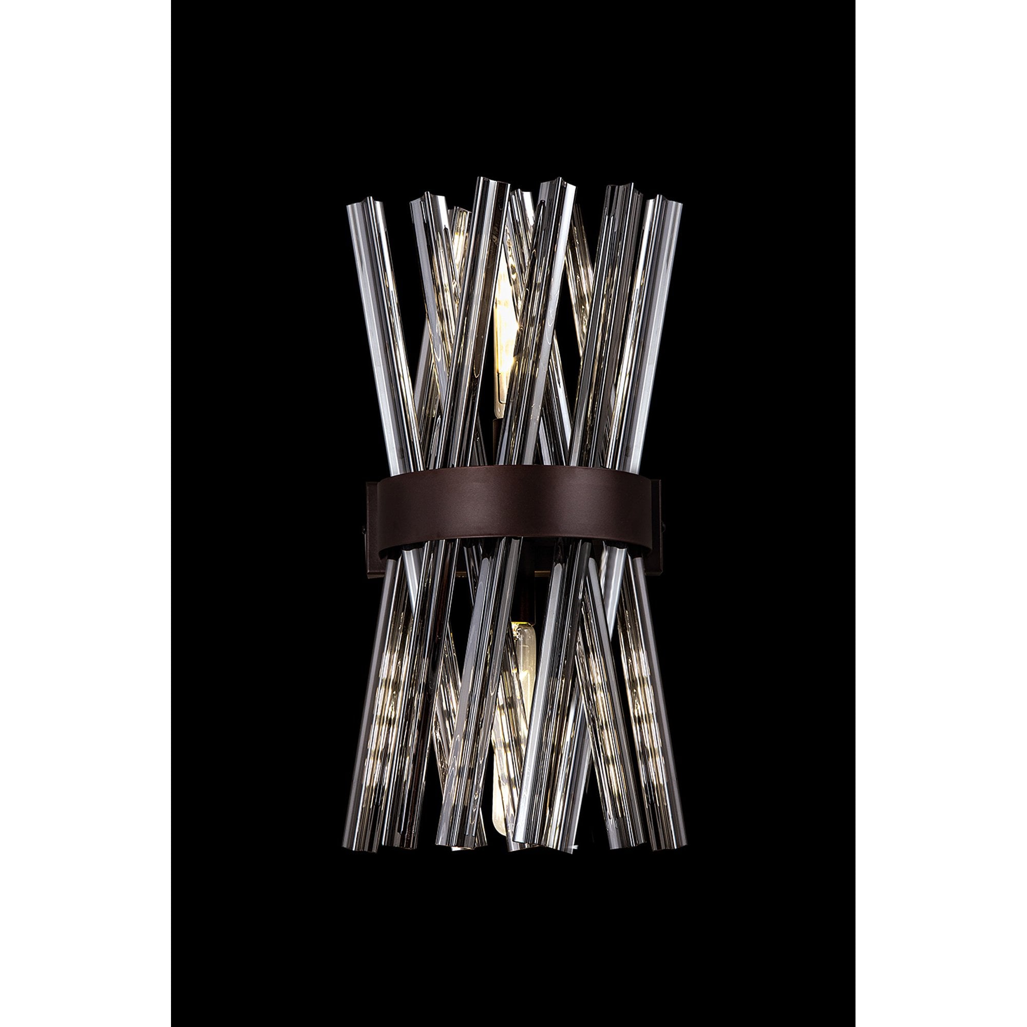NL83639 Clover 2 Light Wall Light Brown Oxide / Smoke Glass