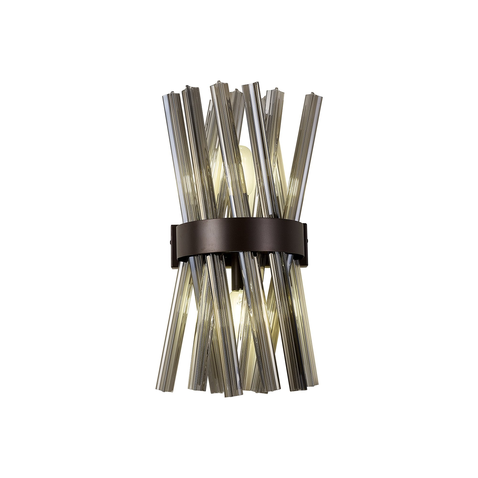 NL83639 Clover 2 Light Wall Light Brown Oxide / Smoke Glass
