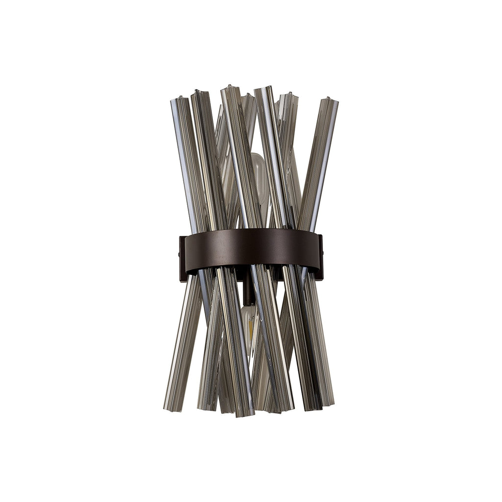 NL83639 Clover 2 Light Wall Light Brown Oxide / Smoke Glass