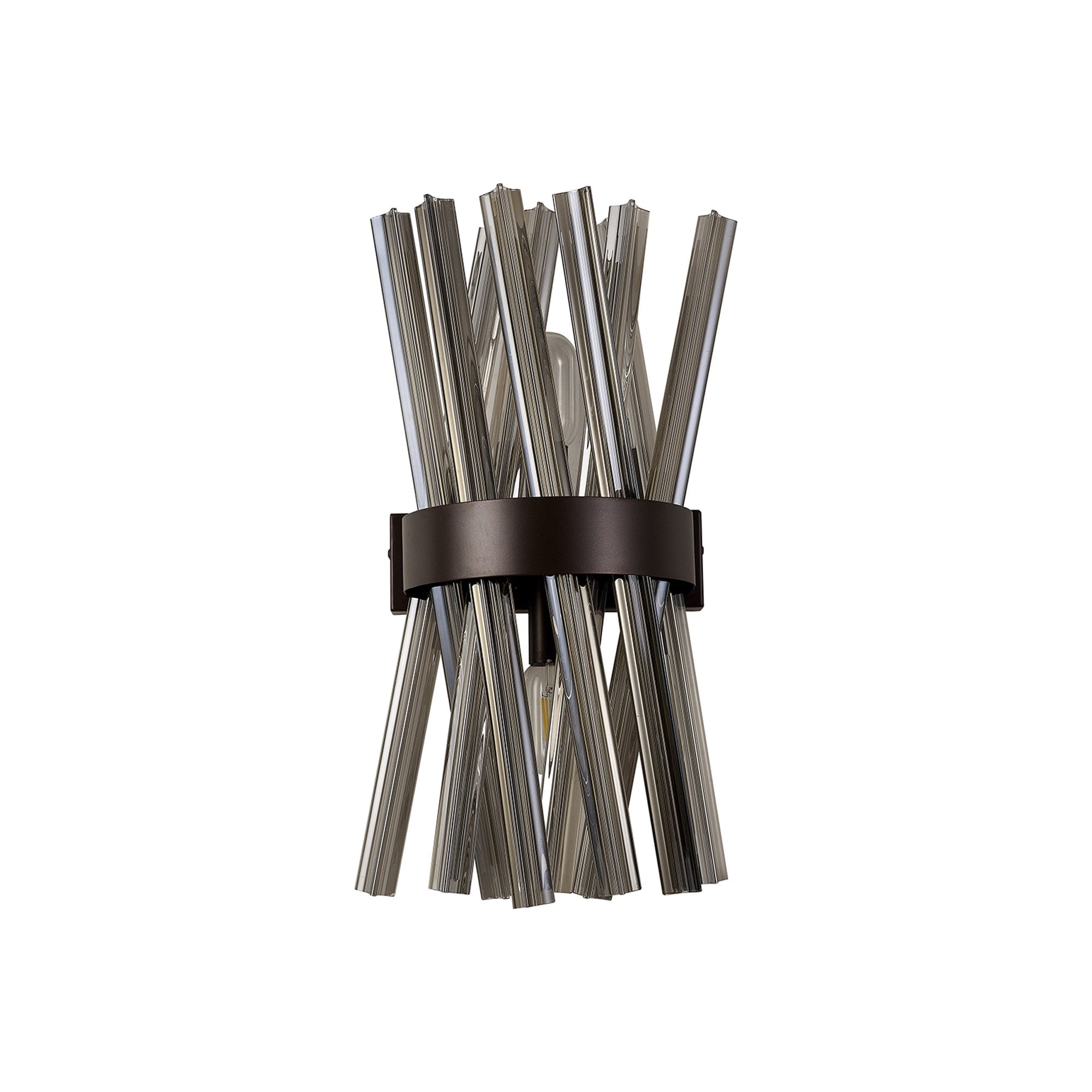 NL83639 Clover 2 Light Wall Light Brown Oxide / Smoke Glass