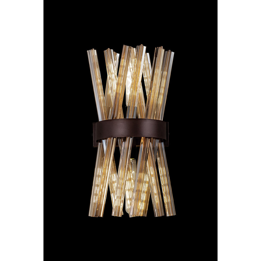 NL83649 Clover 2 Light Wall Light Brown Oxide / Champagne Glass