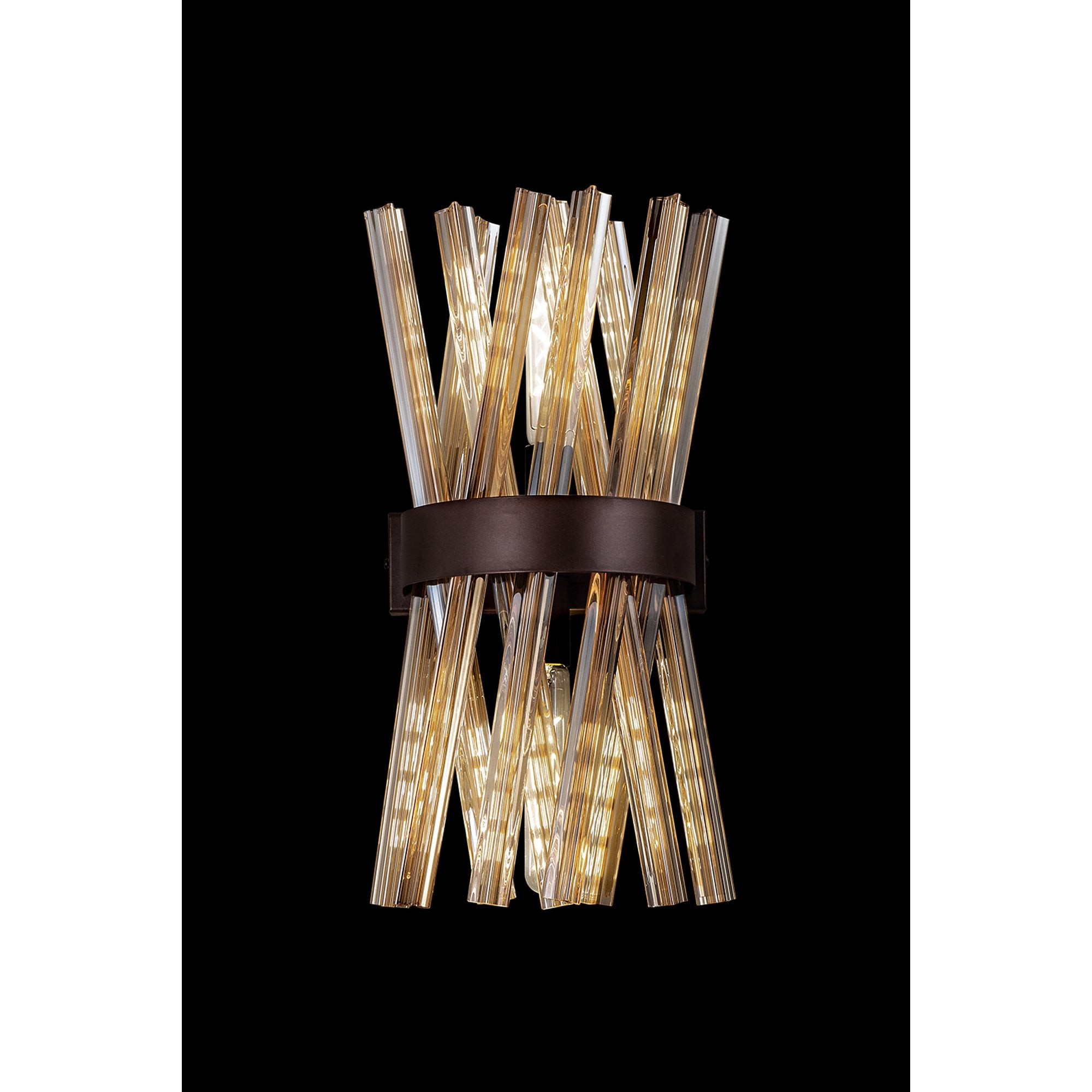 NL83649 Clover 2 Light Wall Light Brown Oxide / Champagne Glass