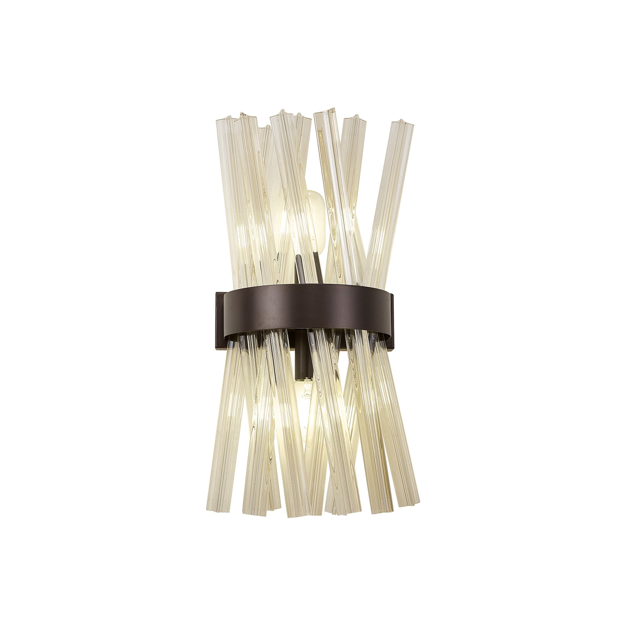 NL83649 Clover 2 Light Wall Light Brown Oxide / Champagne Glass