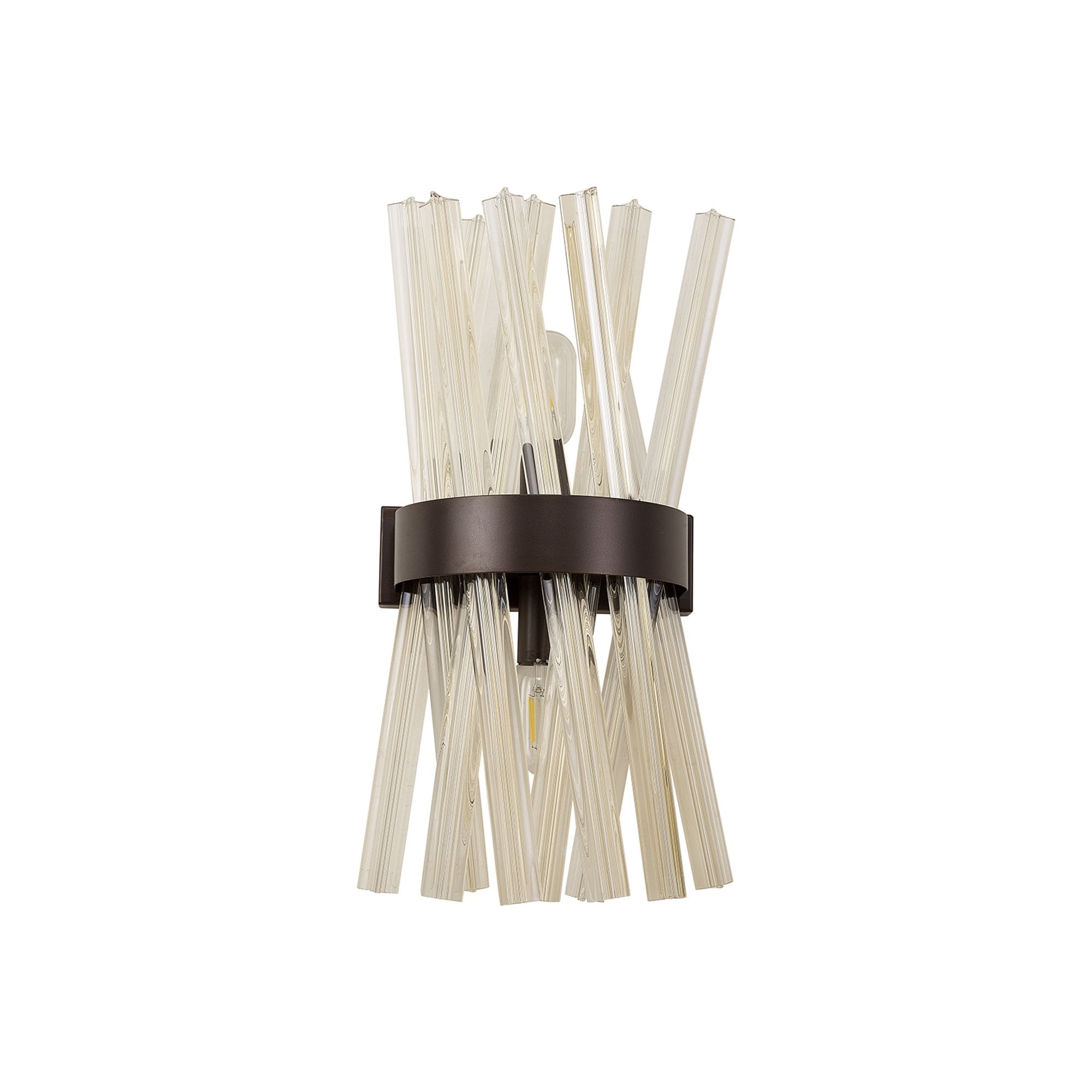 NL83649 Clover 2 Light Wall Light Brown Oxide / Champagne Glass