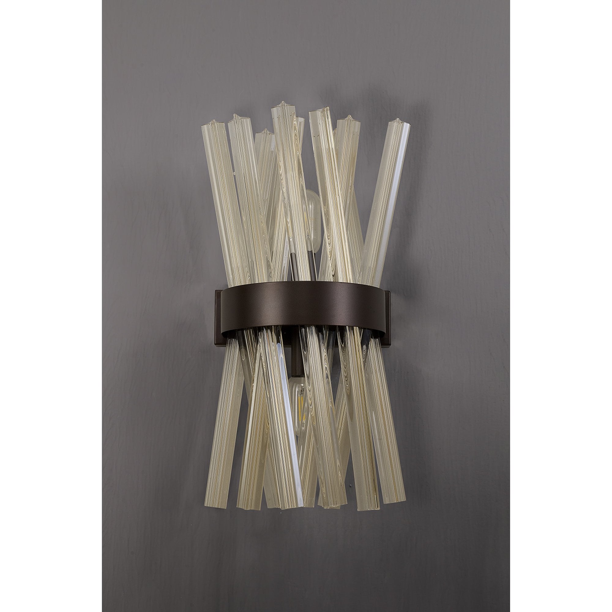 NL83649 Clover 2 Light Wall Light Brown Oxide / Champagne Glass