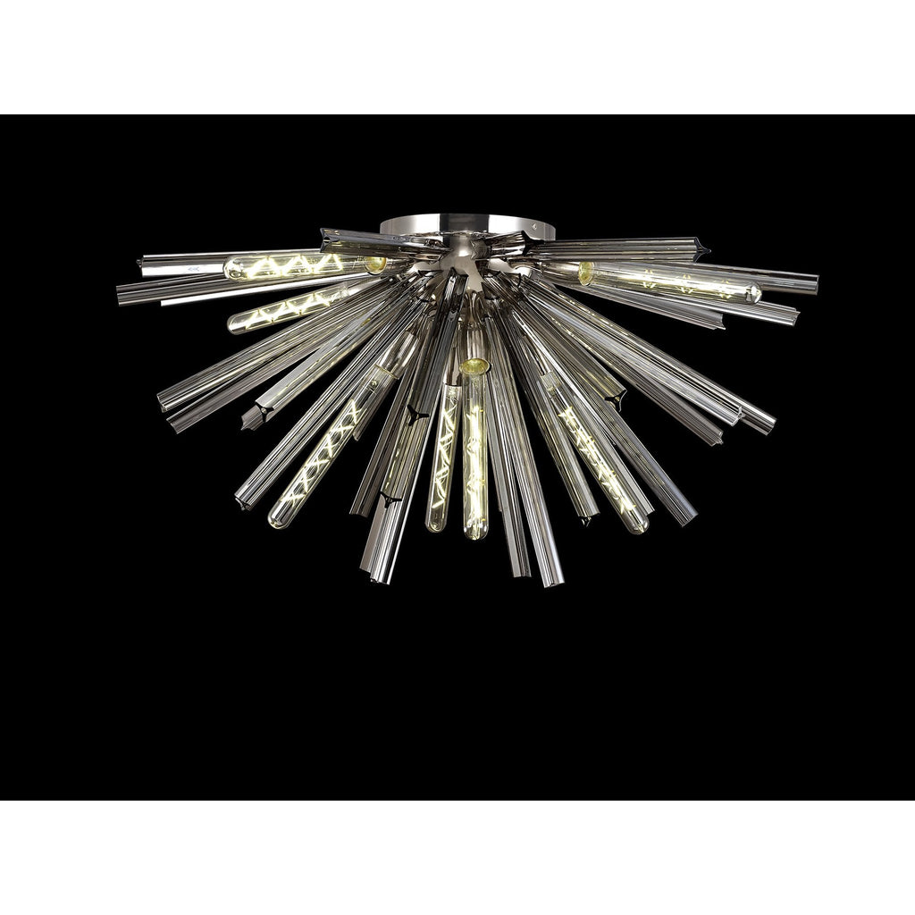 NL85049 Clover 8 Light Semi Flush Polished Nickel / Smoke Glass