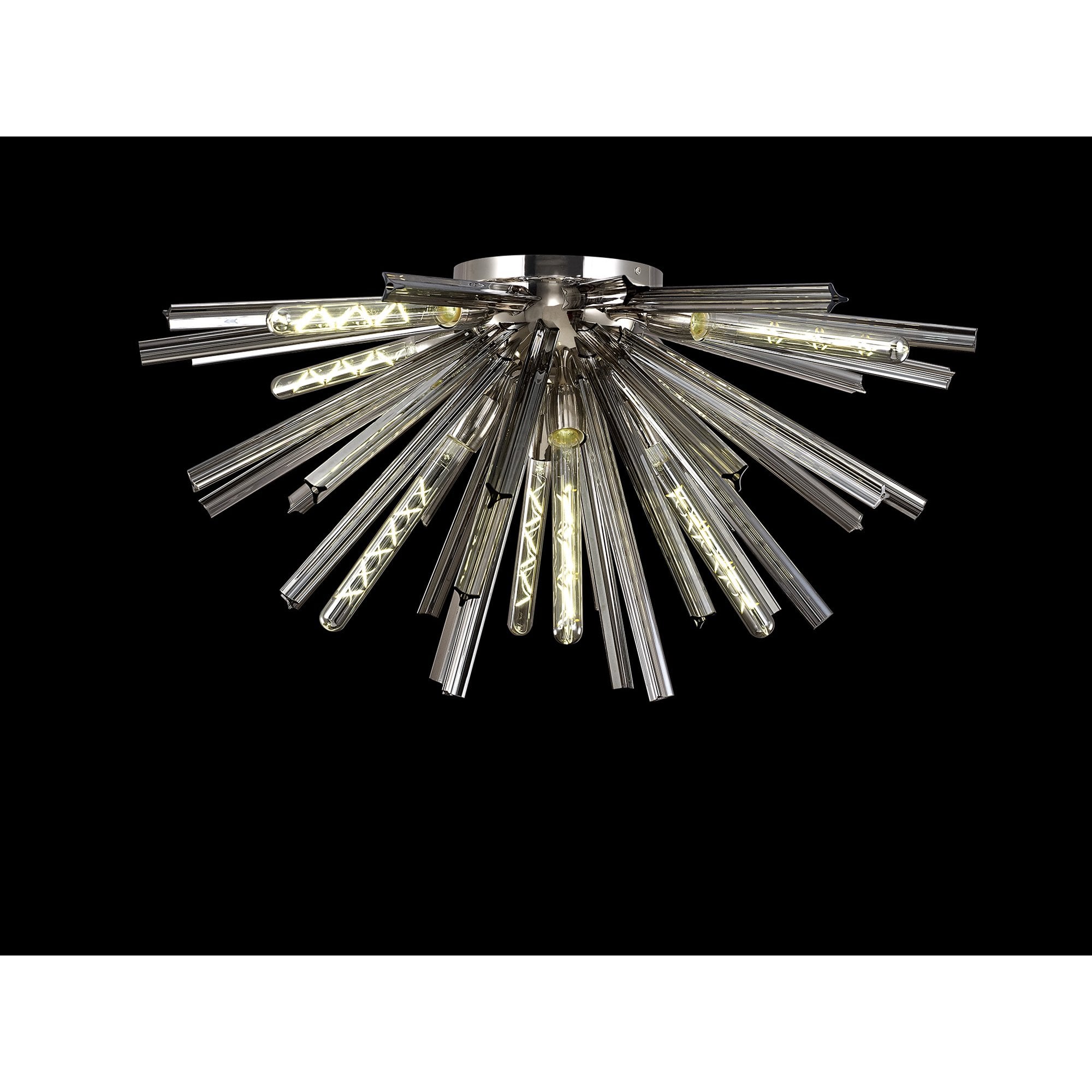 NL85049 Clover 8 Light Semi Flush Polished Nickel / Smoke Glass