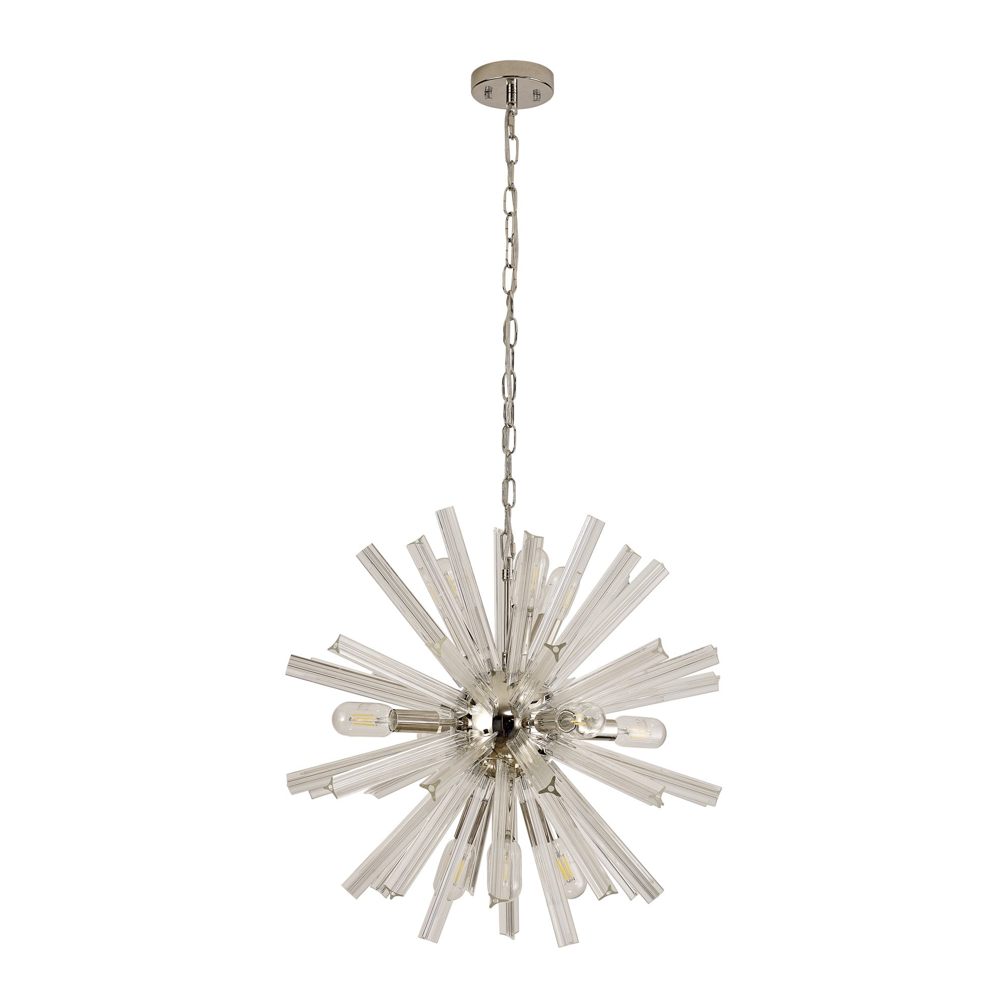 NL85099 Clover 10 Light Round Pendant Polished Nickel / Clear Glass
