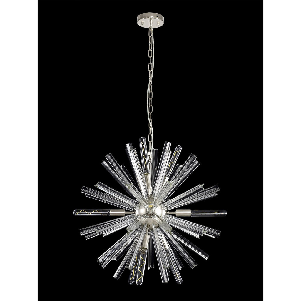NL85099 Clover 10 Light Round Pendant Polished Nickel / Clear Glass