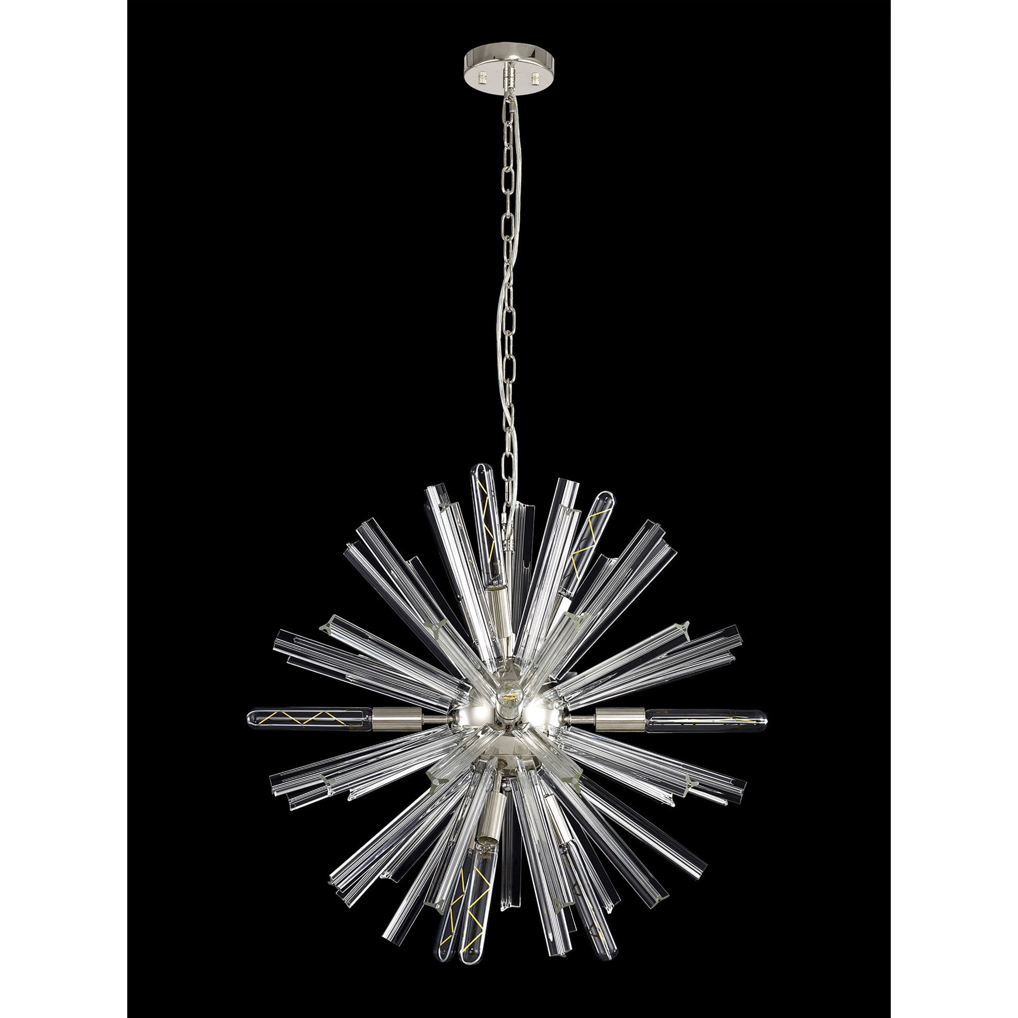 NL85099 Clover 10 Light Round Pendant Polished Nickel / Clear Glass