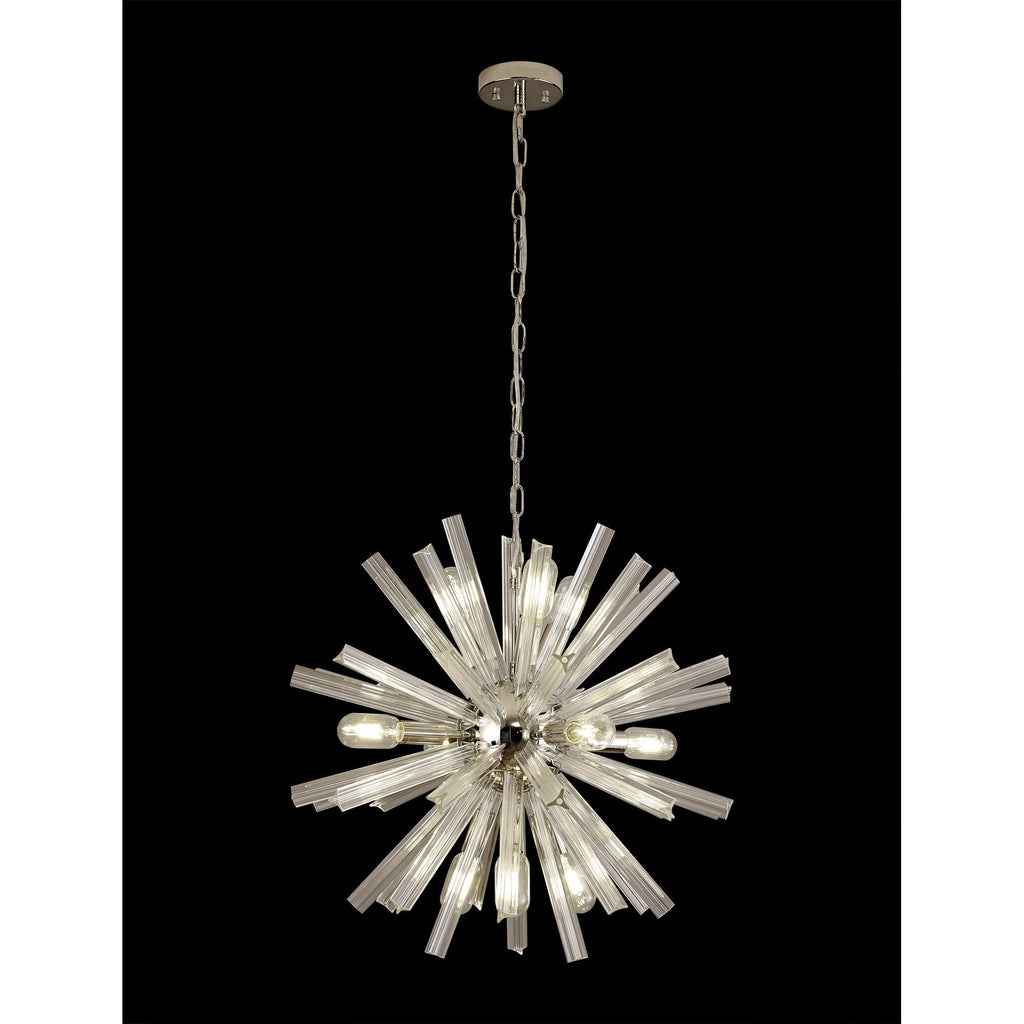 NL85099 Clover 10 Light Round Pendant Polished Nickel / Clear Glass