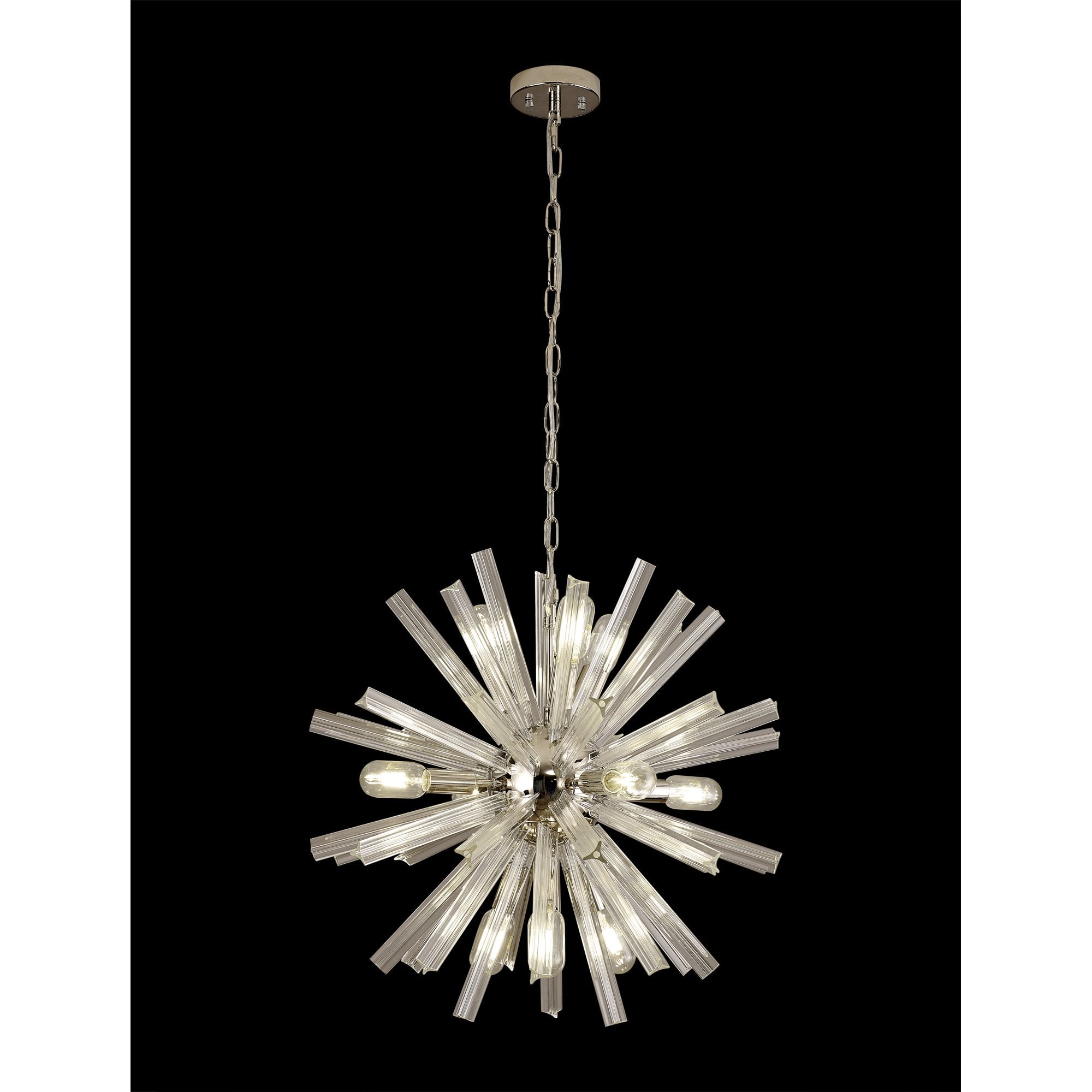 NL85099 Clover 10 Light Round Pendant Polished Nickel / Clear Glass