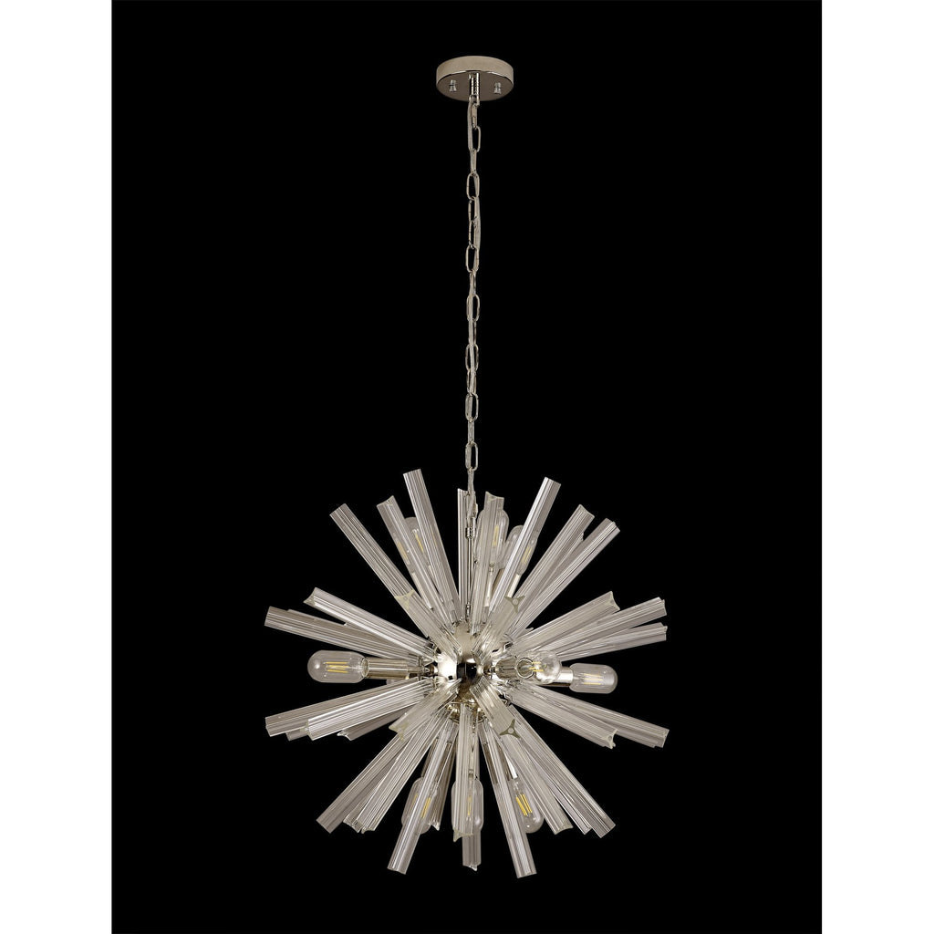 NL85099 Clover 10 Light Round Pendant Polished Nickel / Clear Glass