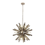 NL85109 Clover 10 Light Round Pendant Polished Nickel / Smoke Glass