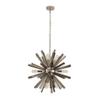 NL85109 Clover 10 Light Round Pendant Polished Nickel / Smoke Glass