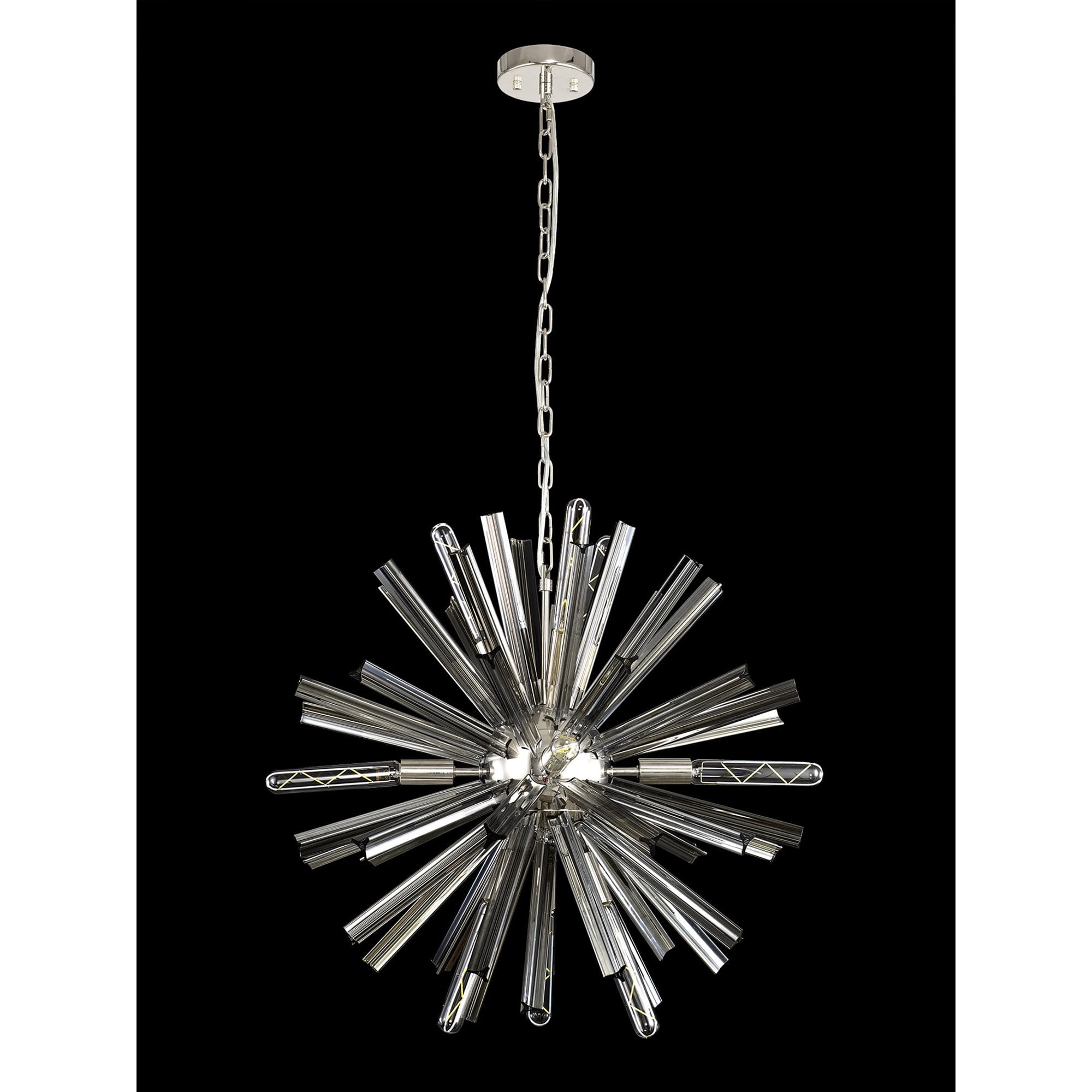 NL85109 Clover 10 Light Round Pendant Polished Nickel / Smoke Glass