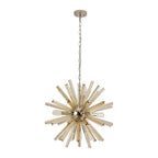 NL85119 Clover 10 Light Round Pendant Polished Nickel / Champagne Gold Glass
