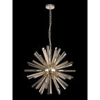 NL85119 Clover 10 Light Round Pendant Polished Nickel / Champagne Gold Glass