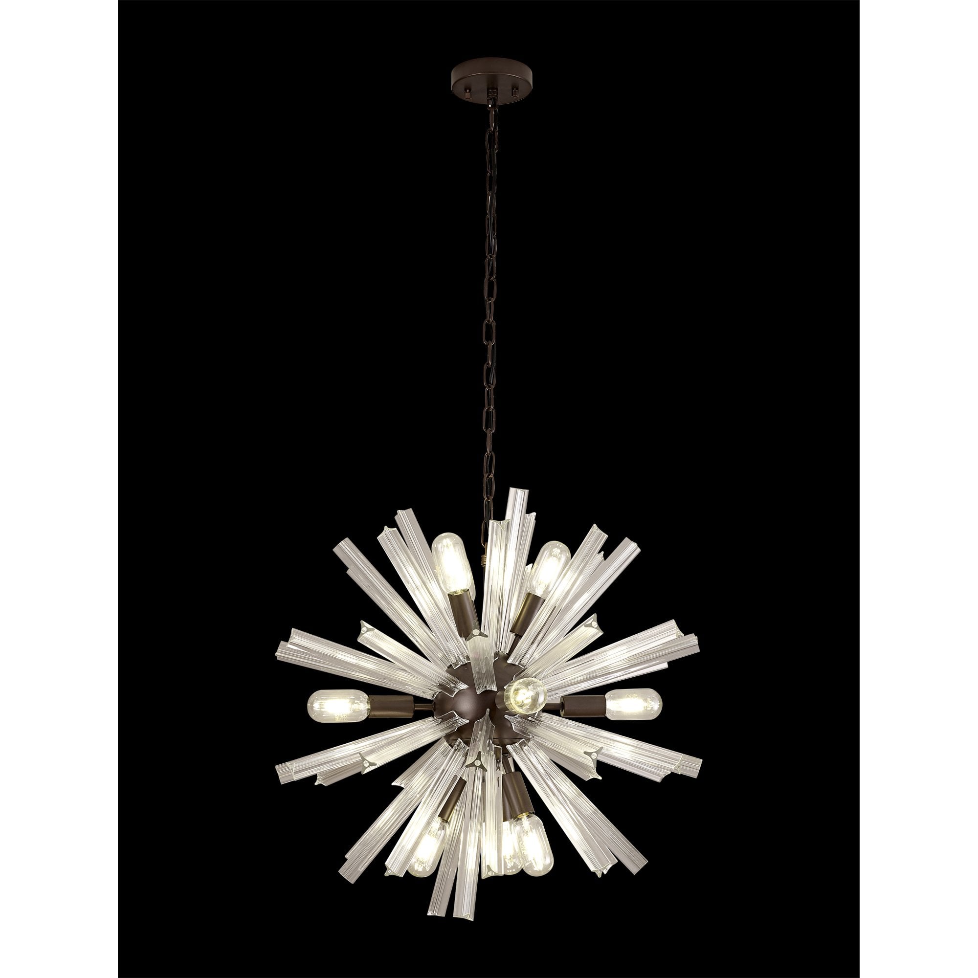 NL85129 Clover 10 Light Round Pendant Brown Oxide / Clear Glass