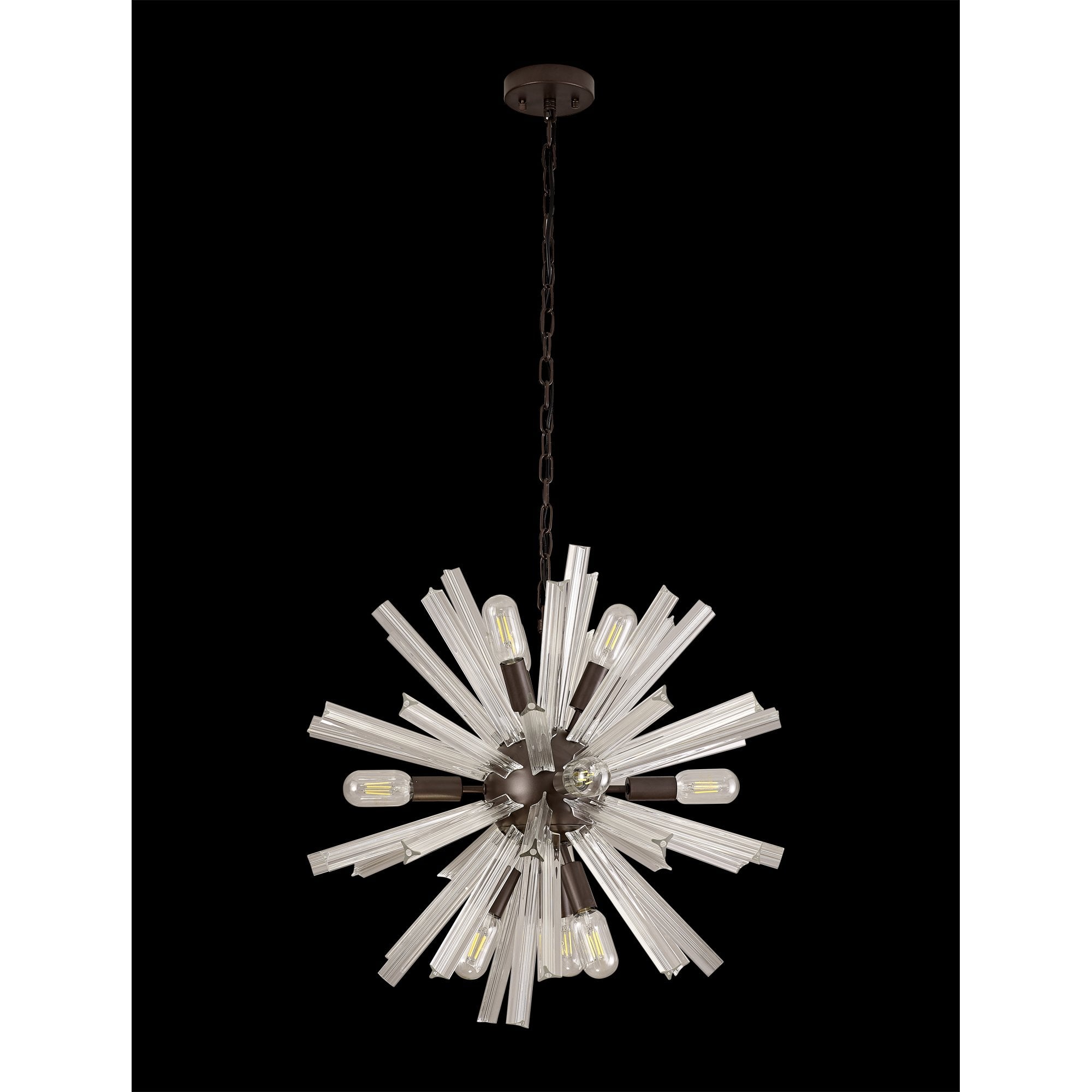 NL85129 Clover 10 Light Round Pendant Brown Oxide / Clear Glass