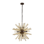 NL85149 Clover 10 Light Round Pendant Brown Oxide / Champagne Gold Glass