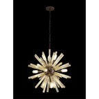NL85149 Clover 10 Light Round Pendant Brown Oxide / Champagne Gold Glass