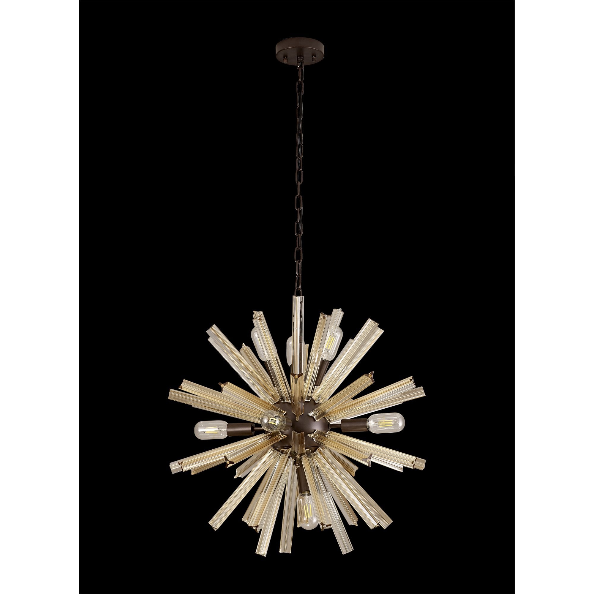 NL85149 Clover 10 Light Round Pendant Brown Oxide / Champagne Gold Glass