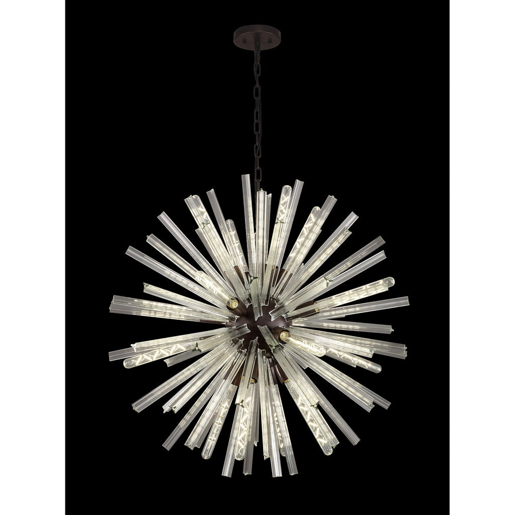 NL85189 Clover 16 Light Round Pendant Brown Oxide / Clear Glass