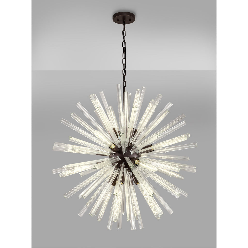 NL85189 Clover 16 Light Round Pendant Brown Oxide / Clear Glass