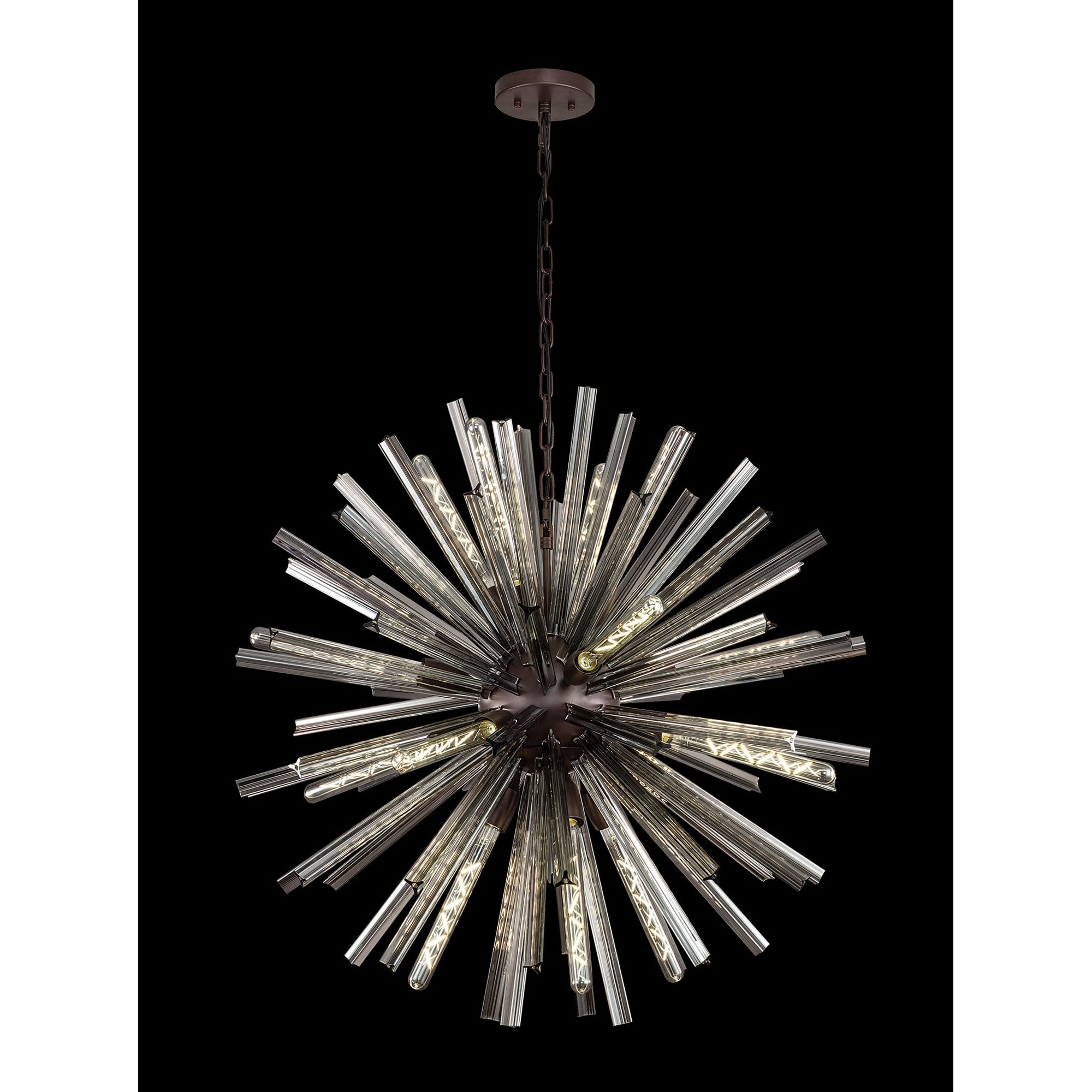 NL85199 Clover 16 Light Round Pendant Brown Oxide / Smoke Glass
