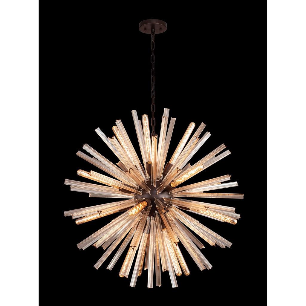 NL85209 Clover 16 Light Round Pendant Brown Oxide / Champagne Gold Glass