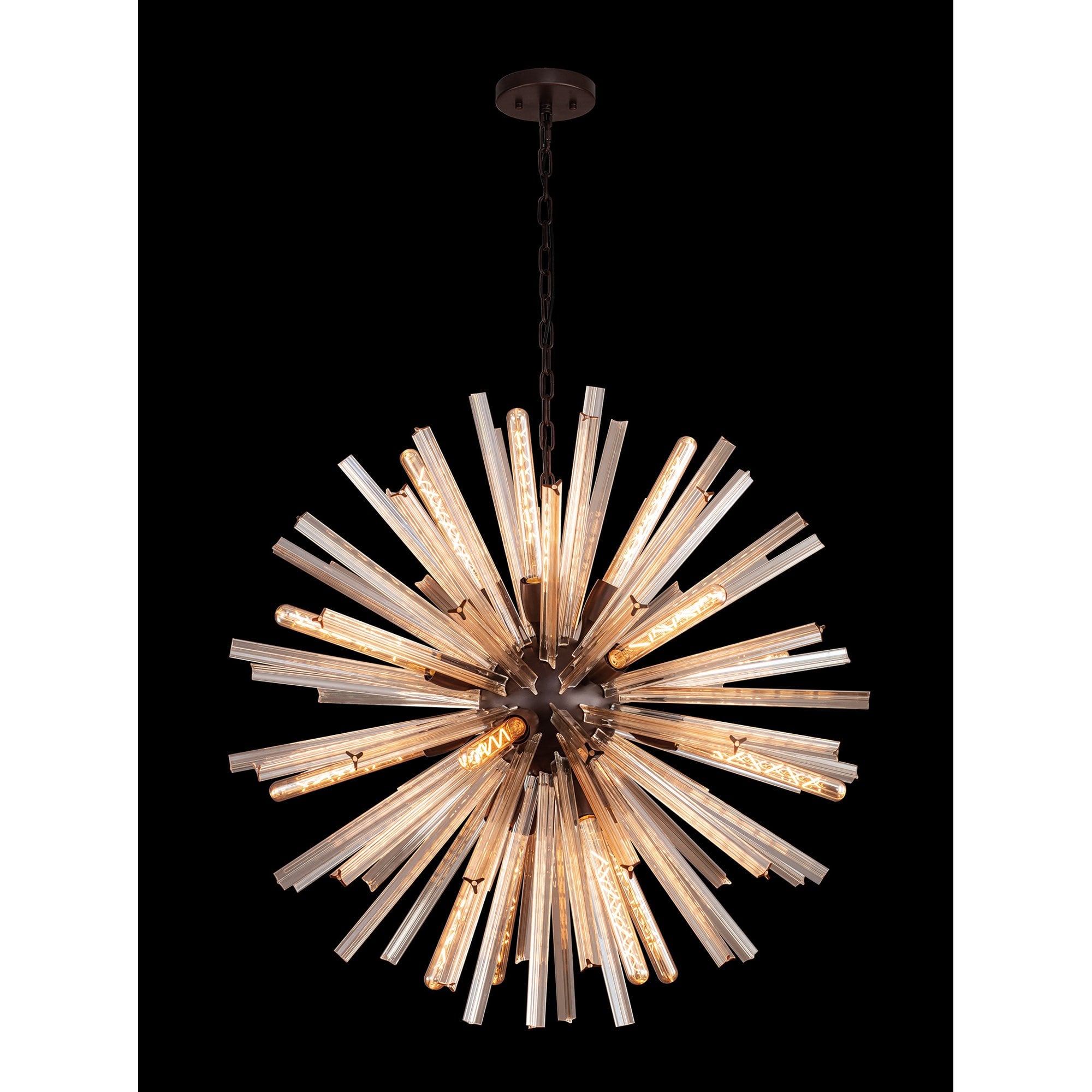 NL85209 Clover 16 Light Round Pendant Brown Oxide / Champagne Gold Glass