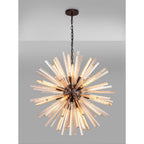 NL85209 Clover 16 Light Round Pendant Brown Oxide / Champagne Gold Glass