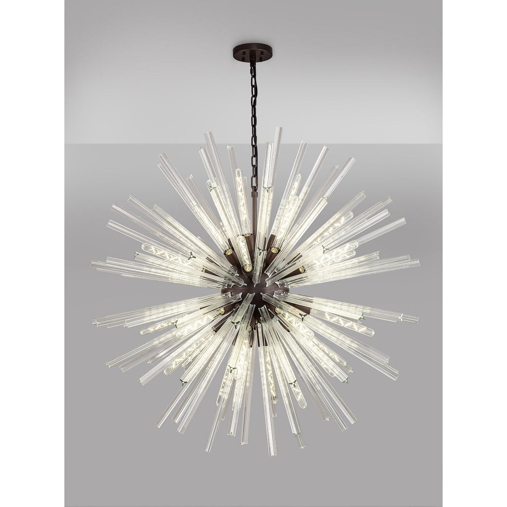 NL85249 Clover 32 Light Round Pendant Brown Oxide / Clear Glass