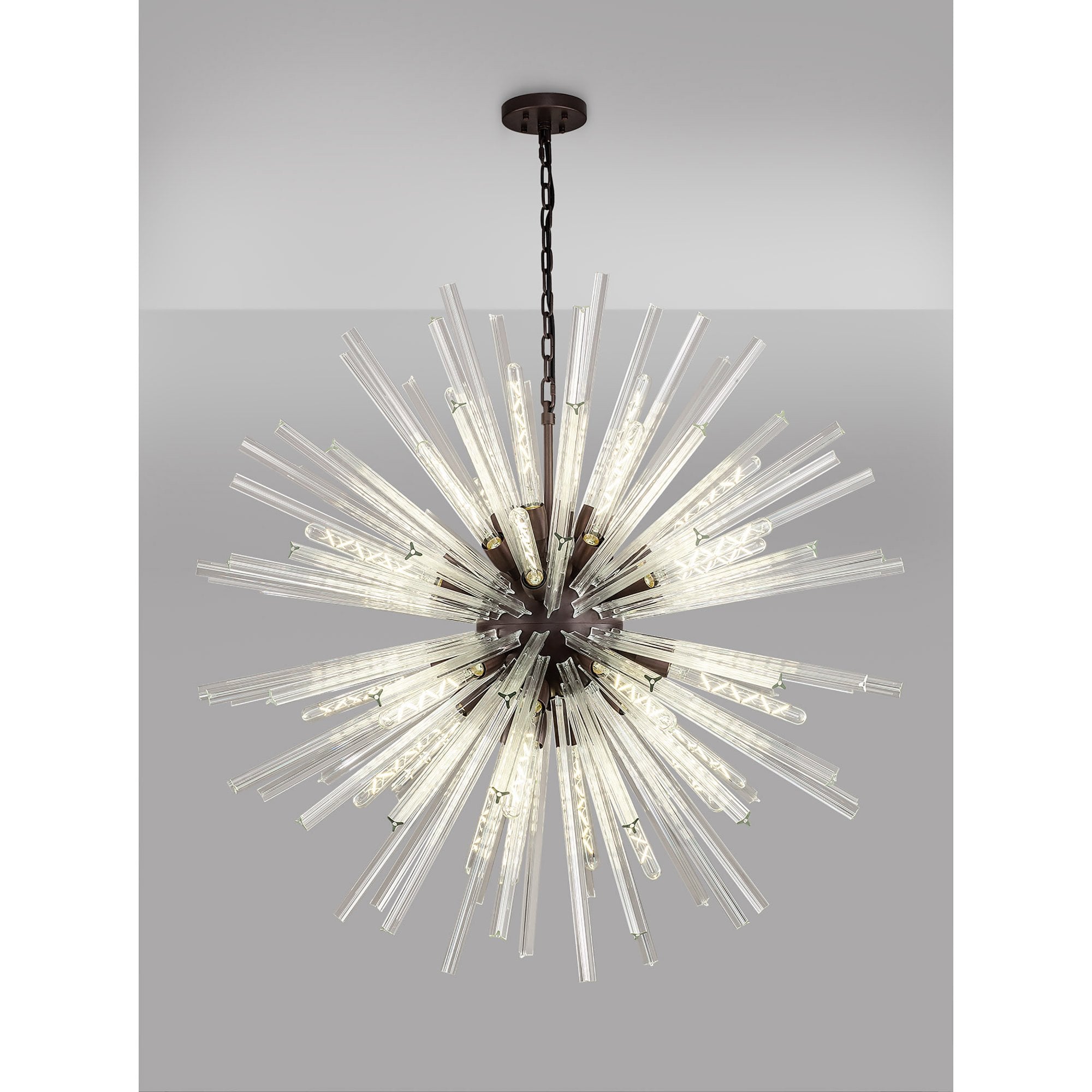 NL85249 Clover 32 Light Round Pendant Brown Oxide / Clear Glass
