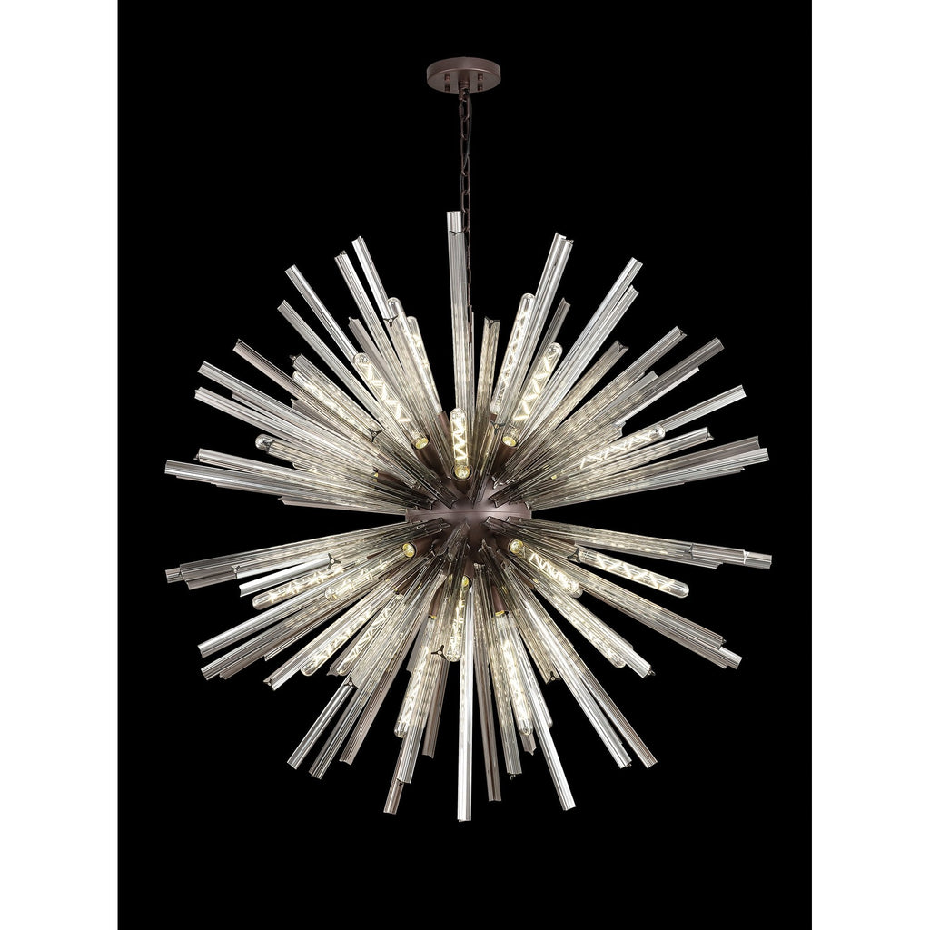 NL85259 Clover 32 Light Round Pendant Brown Oxide / Smoke Glass