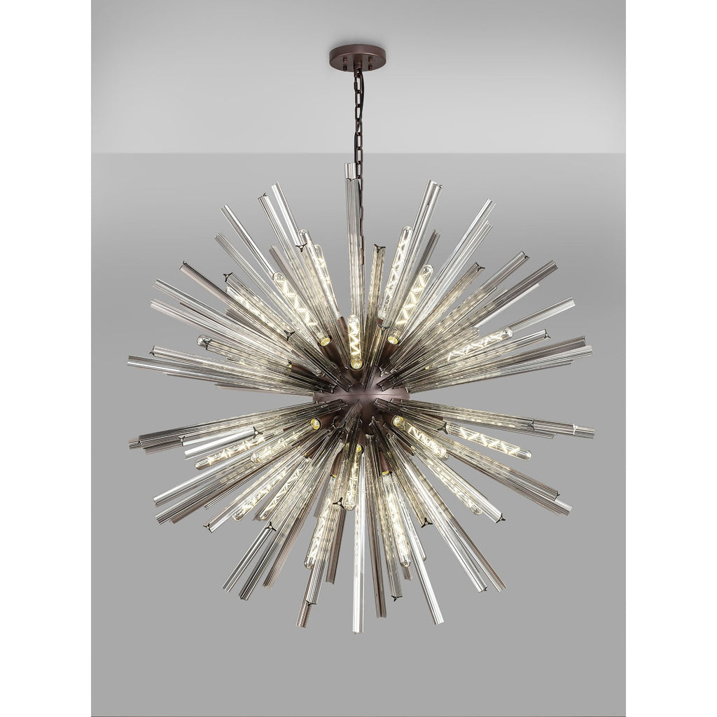 NL85259 Clover 32 Light Round Pendant Brown Oxide / Smoke Glass