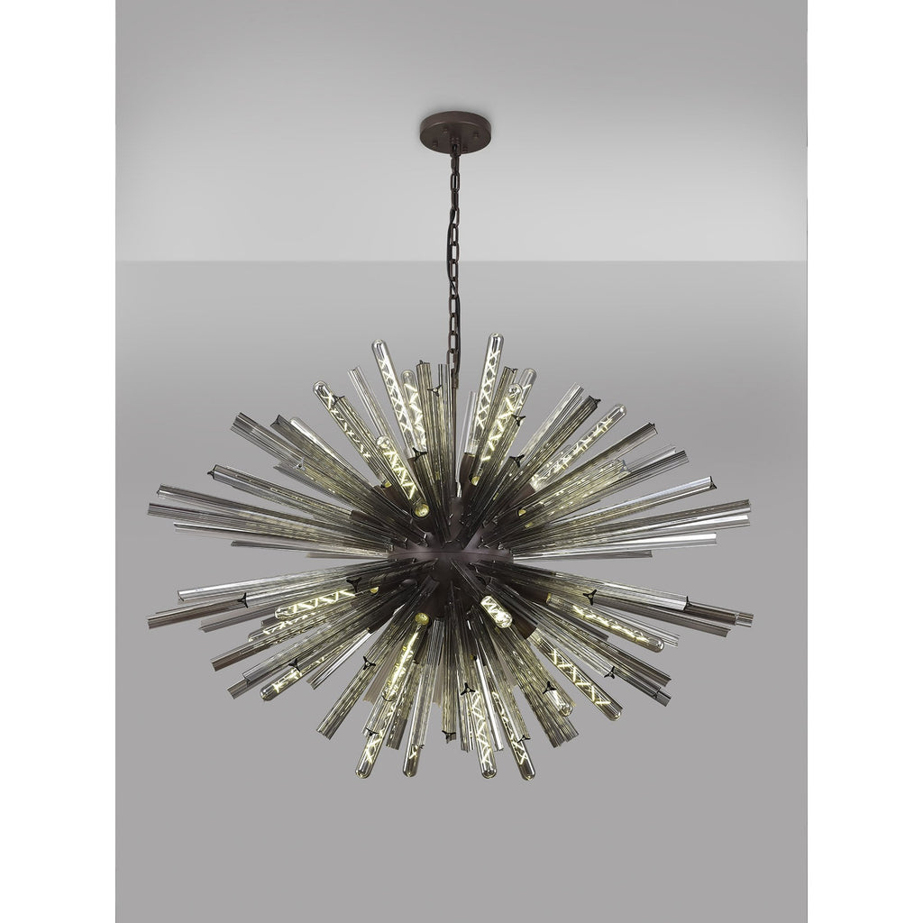 NL85319 Clover 32 Light Oval Pendant Brown Oxide / Smoke Glass
