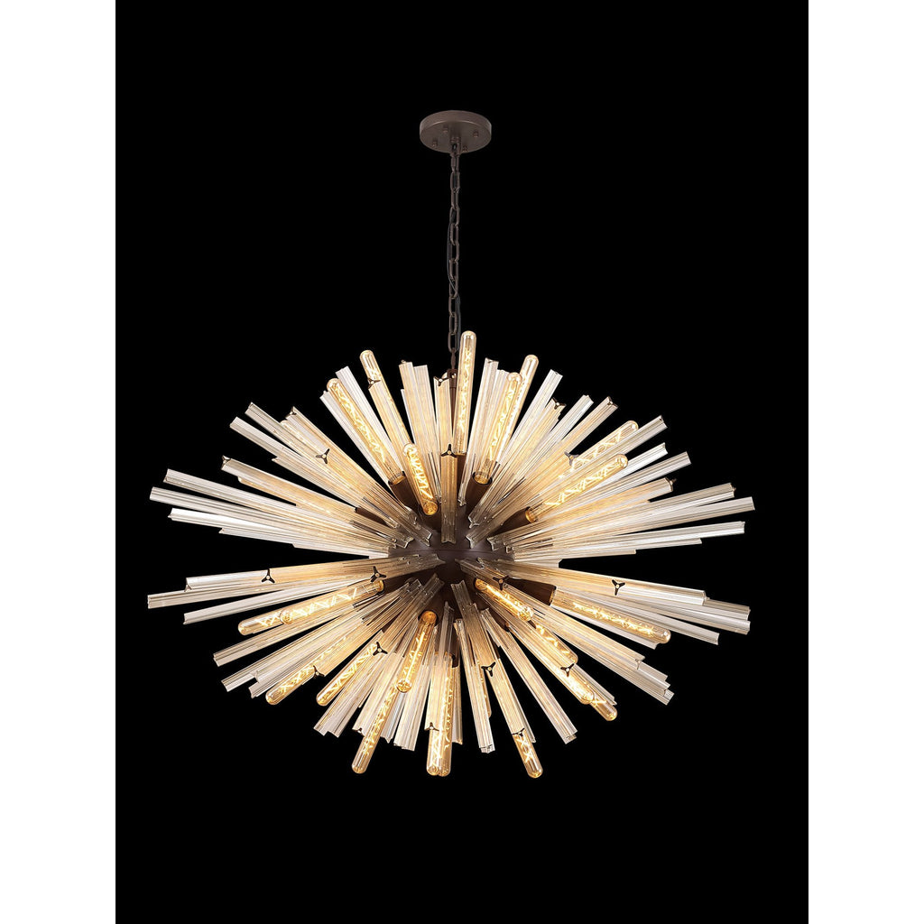 NL85329 Clover 32 Light Oval Pendant Brown Oxide / Champagne Glass