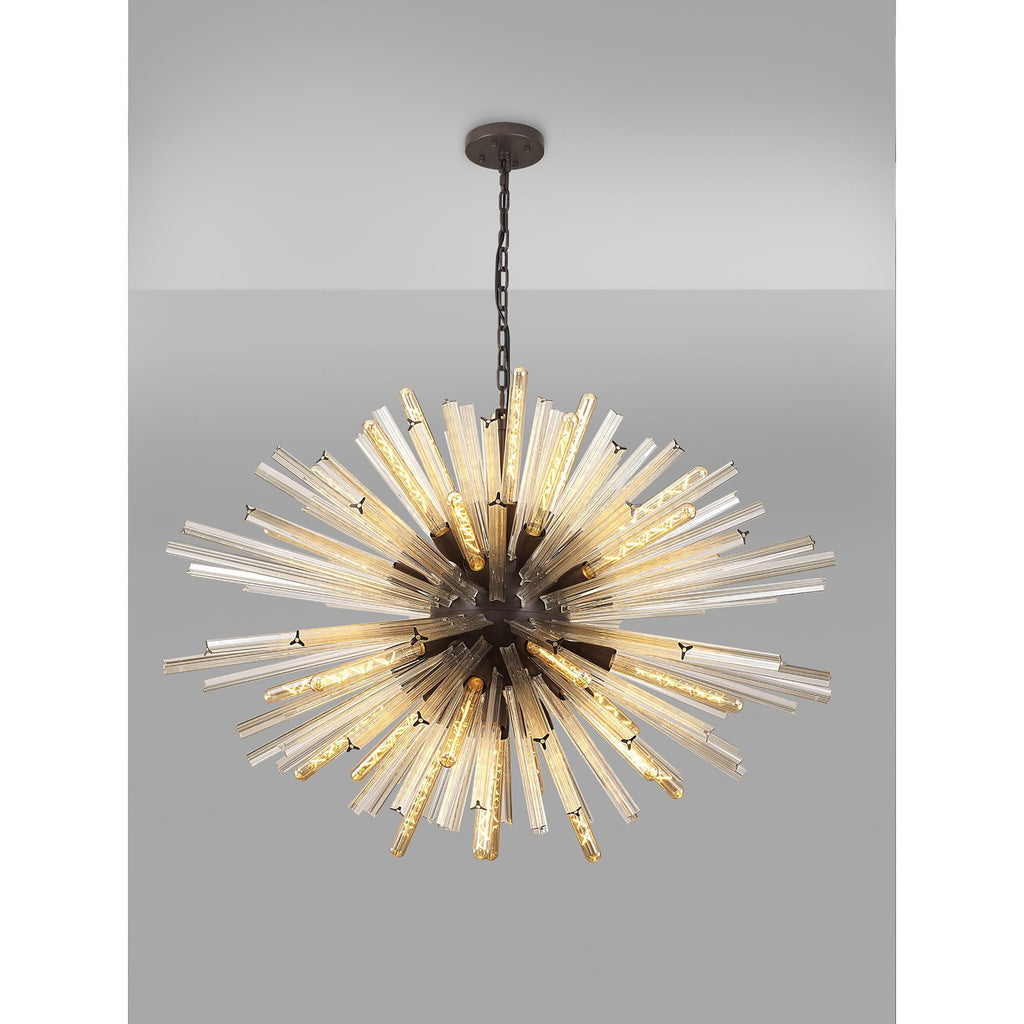 NL85329 Clover 32 Light Oval Pendant Brown Oxide / Champagne Glass